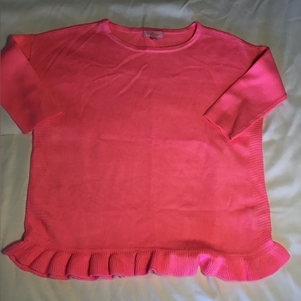 Kids Pink Sweater with Ruffle Hem